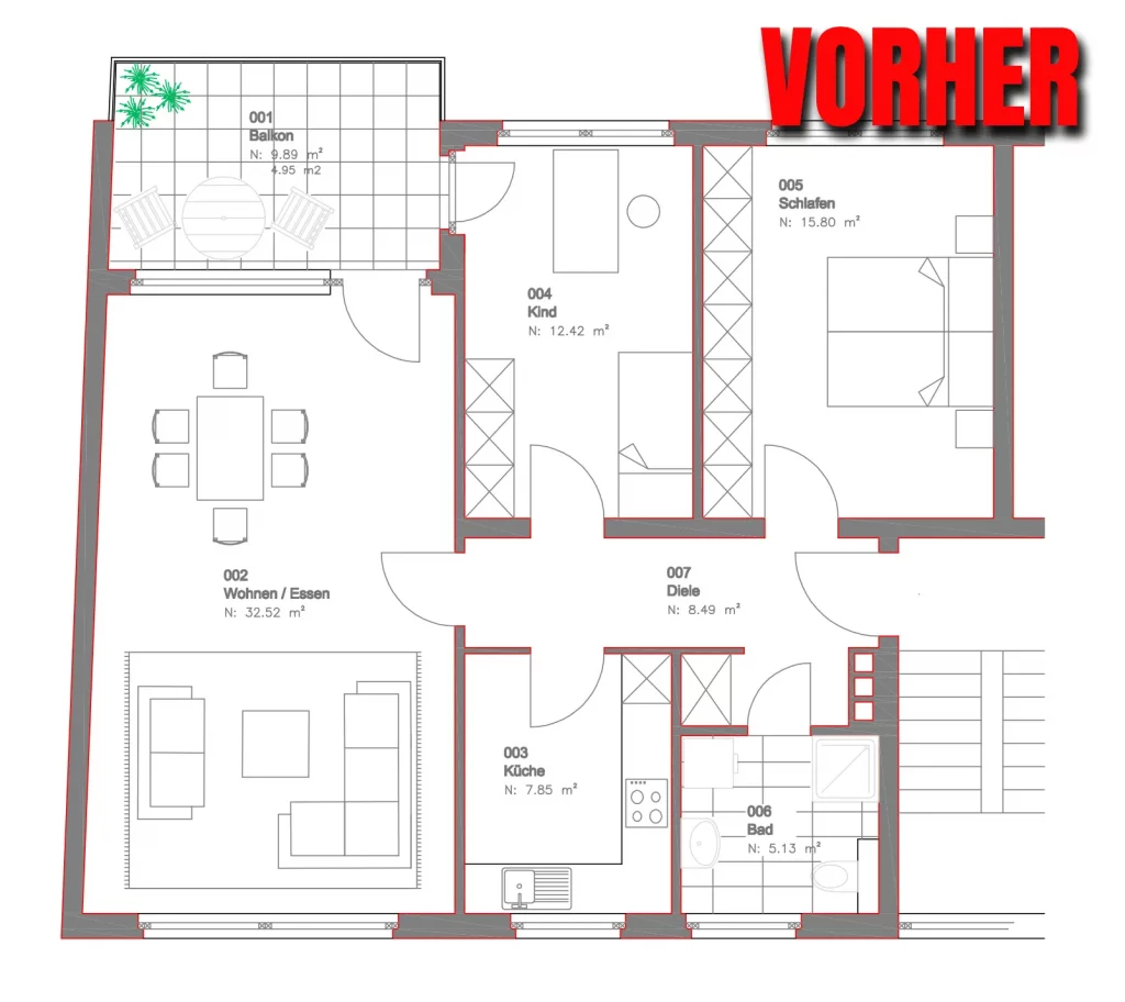 Floorplan / Grundriss heben wir auf das nächste Level und erstellen aus einer eindimensionalen Skizze oder Zeichnung ein 3D Modell auf Wunsch auch mit Einrichtung