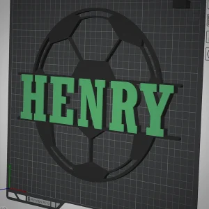 3D-gedruckter Fußball mit individuellem Namen HENRY in Grün