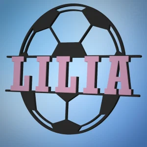 3D-gedruckter Fußball mit individuellem Namen LILIA in Rosa