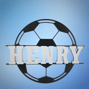 3D-gedruckter Fußball mit individuellem Namen HENRY in Weiß