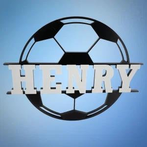3D-gedruckter Fußball mit individuellem Namen HENRY in Weiß