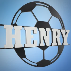 3D-gedruckter Fußball mit individuellem Namen HENRY in Weiß