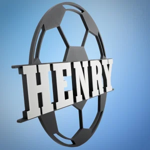 3D-gedruckter Fußball mit individuellem Namen HENRY in Weiß